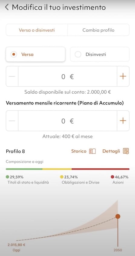 screenshot piano di accumulo Tinaba