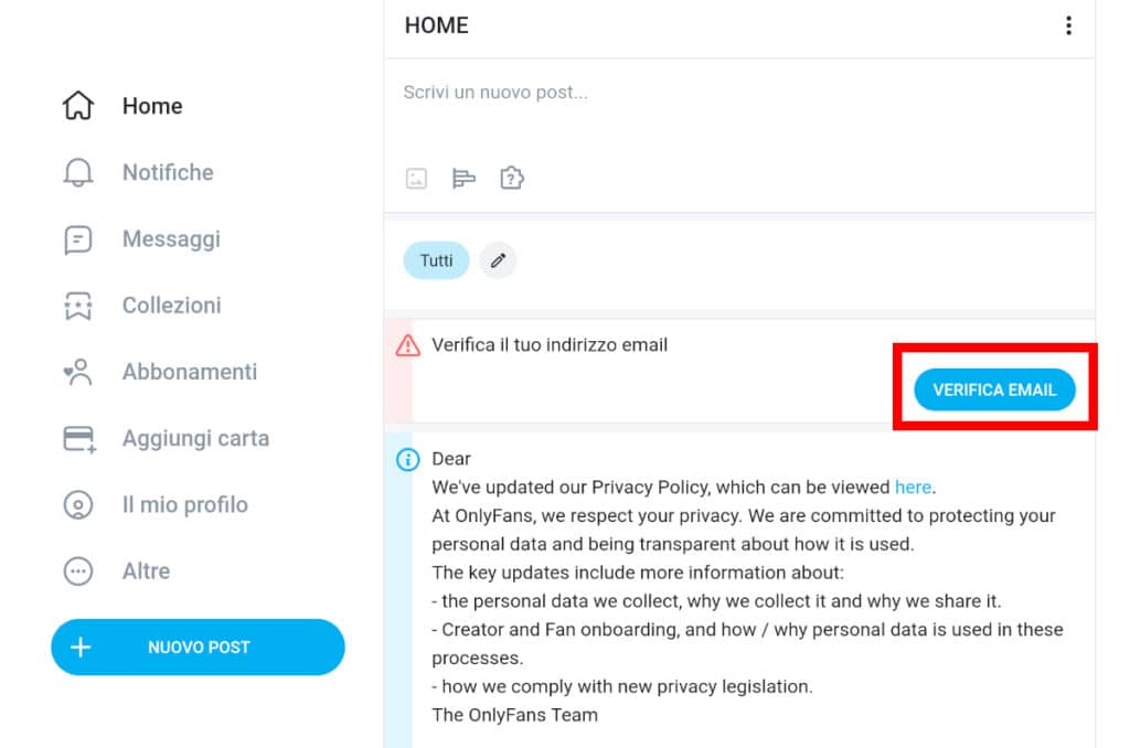 verificare la propria email